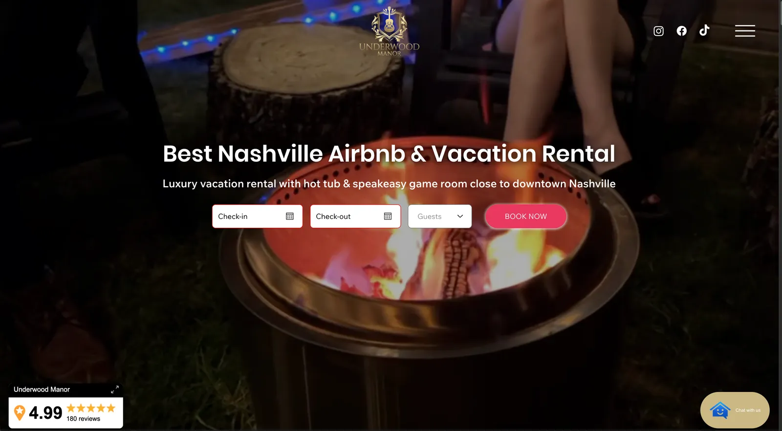 Underwood Manor direct booking website